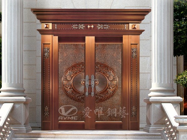 佛山銅門廠家愛唯銅藝——別墅銅門中西結合定制款式