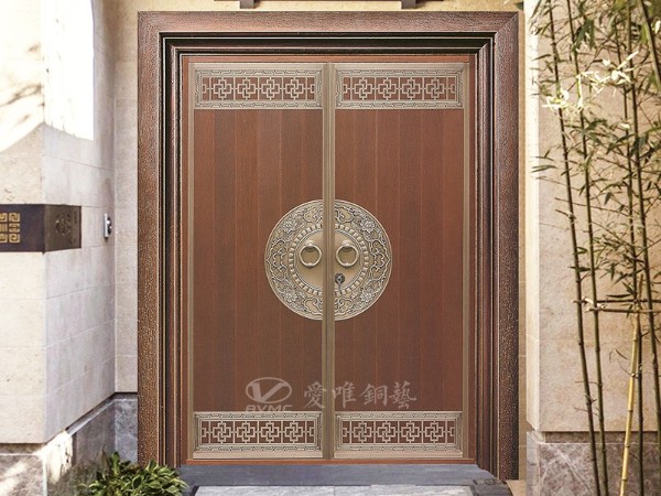 廣東別墅銅門(mén)廠家愛(ài)唯銅藝——新中式銅門(mén)案例