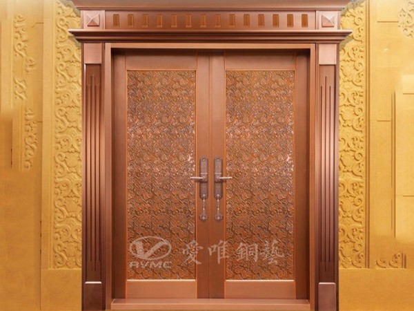 佛山銅門廠家愛唯銅藝——?jiǎng)e墅銅門祥云款式入戶銅門