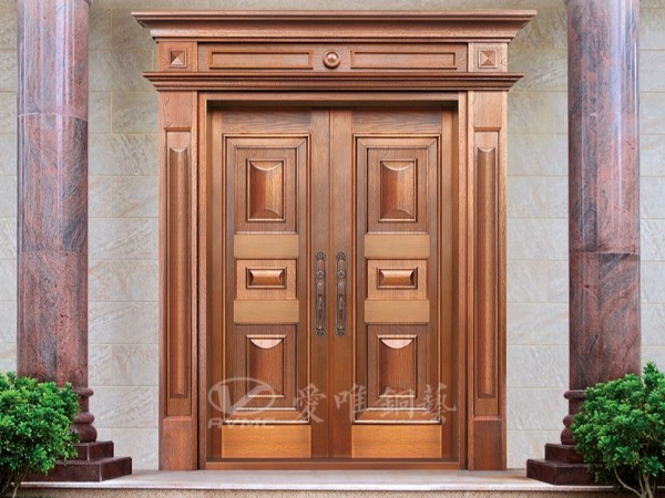 廣東別墅銅門廠家愛唯銅藝——別墅銅門對開門簡約歐式風格